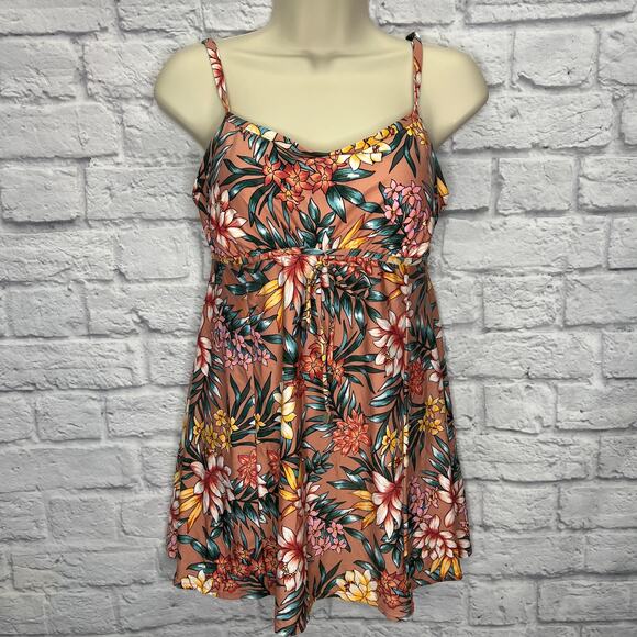 Swim Solutions Blush Pink Floral Swimdress One Piece Size 10 Slimming Empire New - Picture 2 of 6